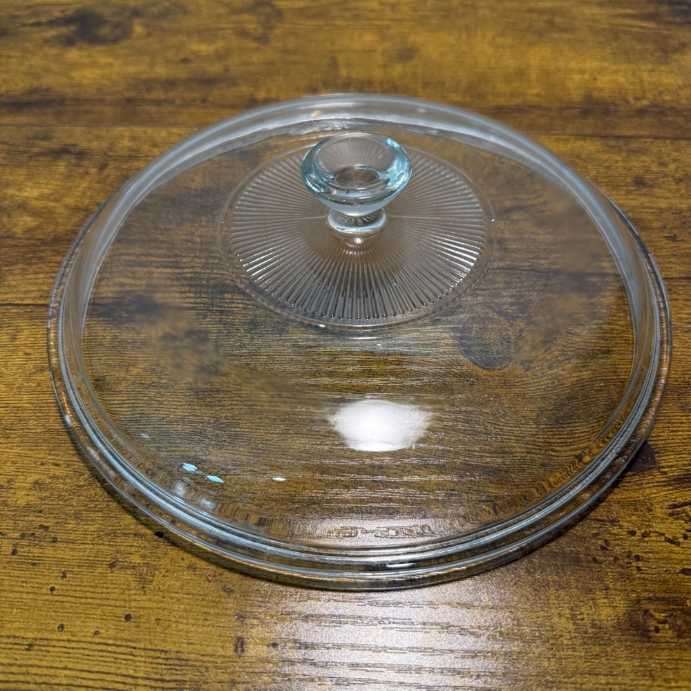 Vtg Pyrex 30 Clear Glass Lid 8.5" Sunburst Pattern Replacement Cover Dish Retro